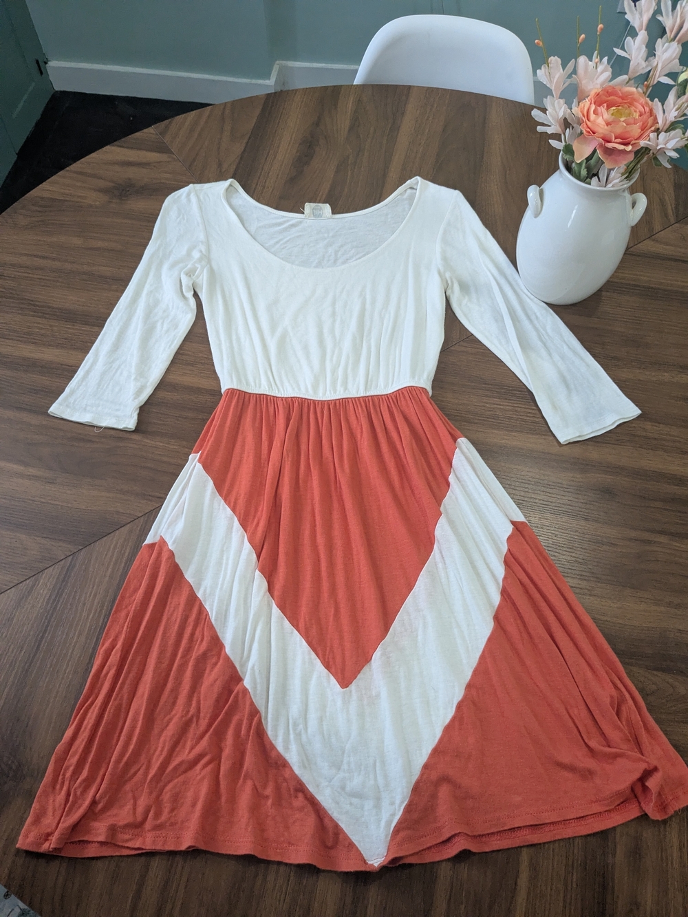 JEM Cream and Rust Chevron Mini Dress